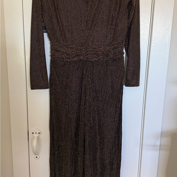 NWT Boston Proper Glitter V Neck Jumpsuit Black Multi size L - Picture 7 of 7